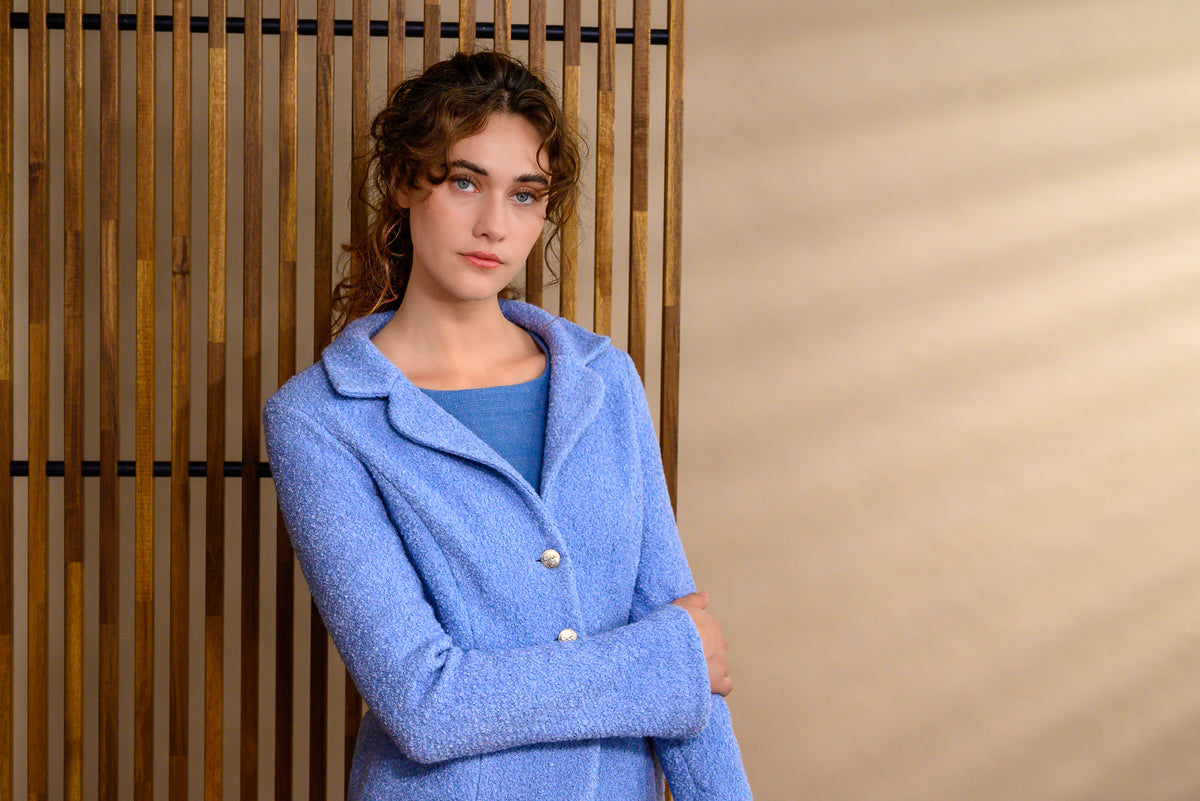 Veste tricot laine col tailleur