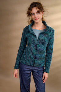 Veste laine bouillie turquoise