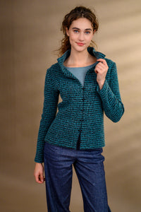 Veste laine bouillie turquoise