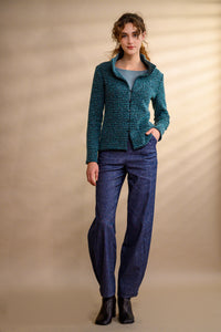 Pantalon jean marine jambe ample