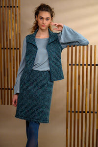 Jupe laine bouillie turquoise