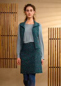 Jupe laine bouillie turquoise