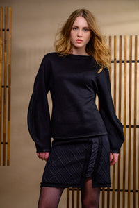 Pull réversible viscose & mérinos — noir