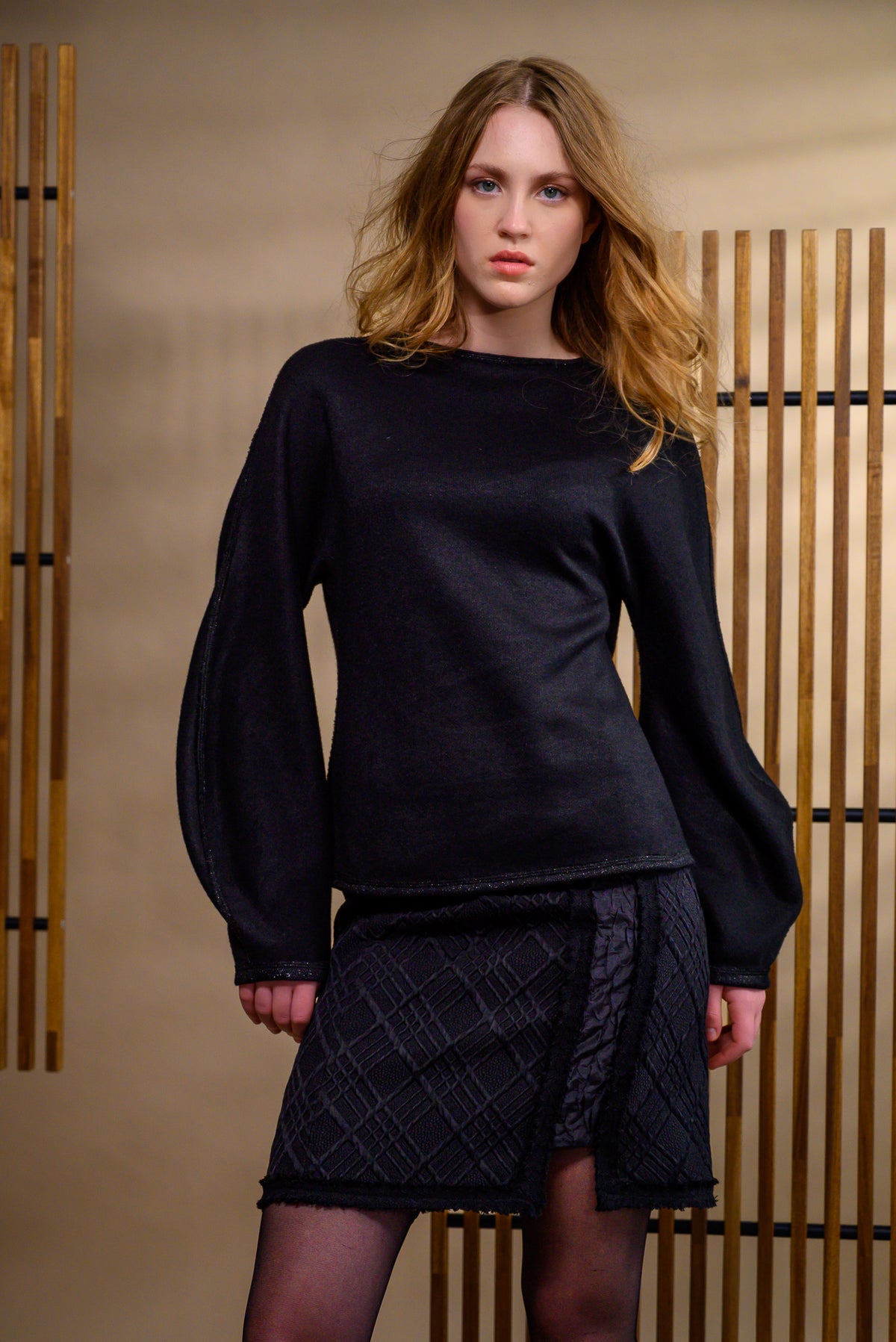 Pull réversible viscose & mérinos — noir