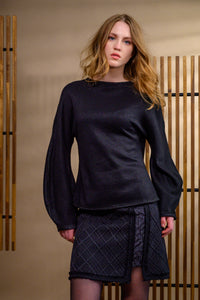 Pull réversible viscose & mérinos — noir