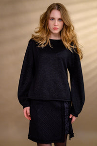Pull réversible viscose & mérinos — noir