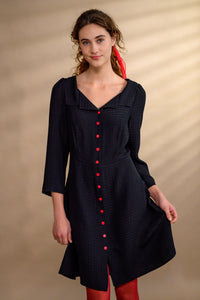 Robe chemisier viscose gaufrée noire