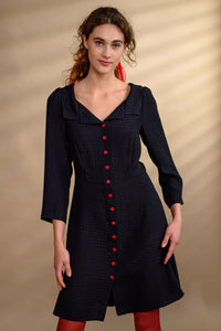 Robe chemisier viscose gaufrée noire