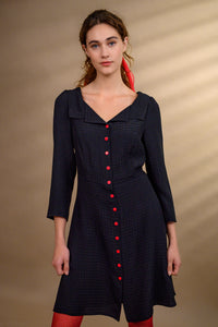 Robe chemisier viscose gaufrée noire