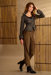 Pantalon velours cachemire brun