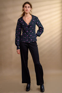 Chemisier jacquard grand col
