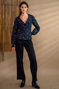 Chemisier jacquard grand col