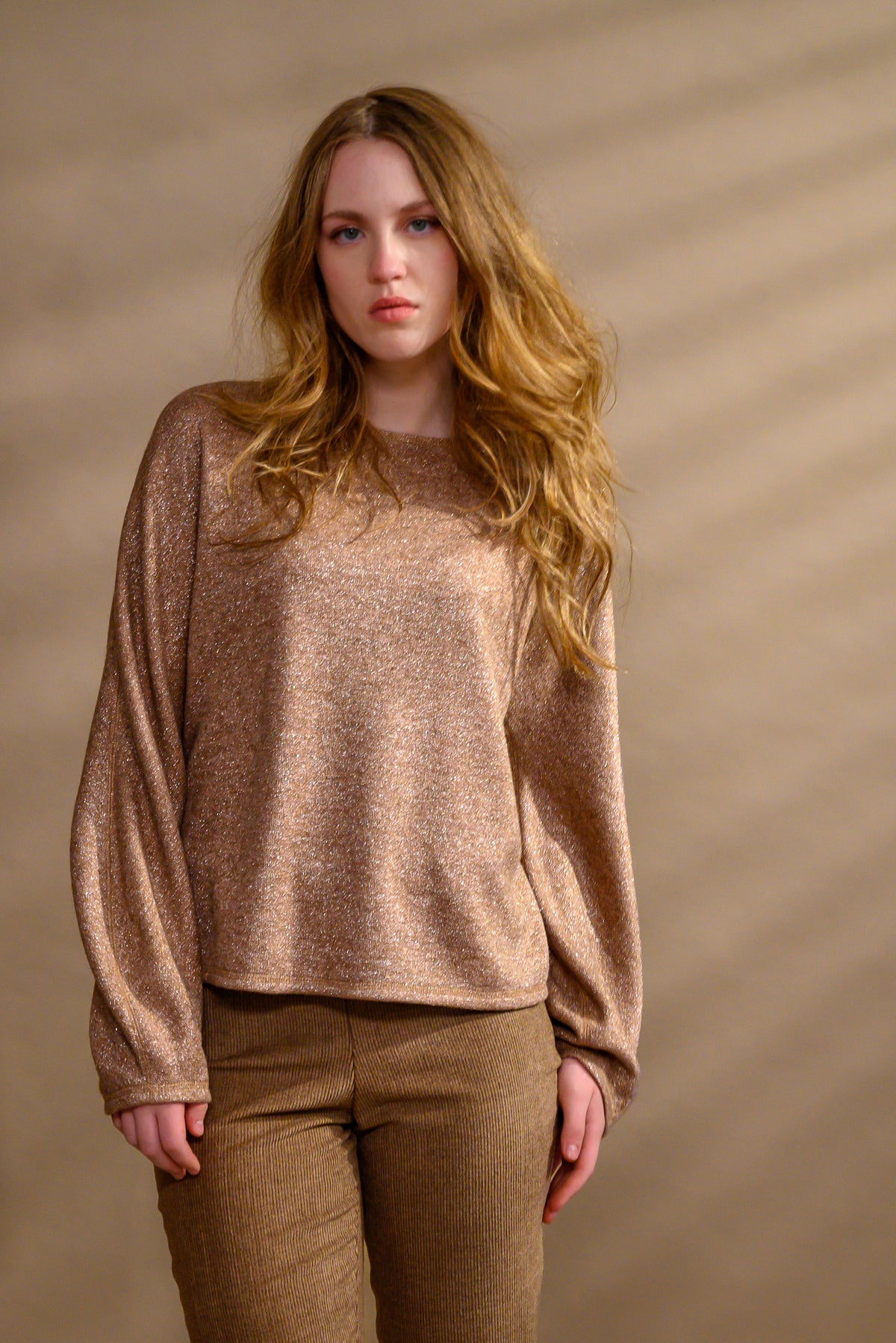 Pull réversible viscose & mérinos — beige