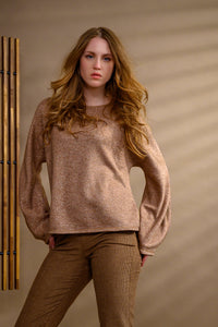 Pull réversible viscose & mérinos — beige