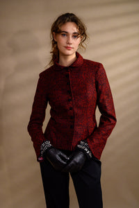 Veston laine & soie rouge chiné