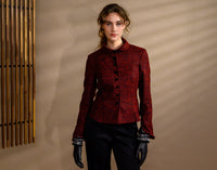 Veston laine & soie rouge chiné
