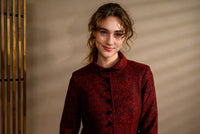 Veston laine & soie rouge chiné