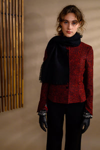Veston laine & soie rouge chiné