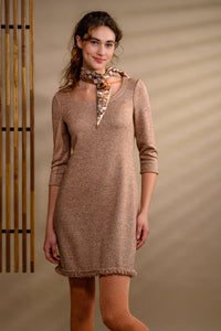 Robe tricot mérinos tresse main