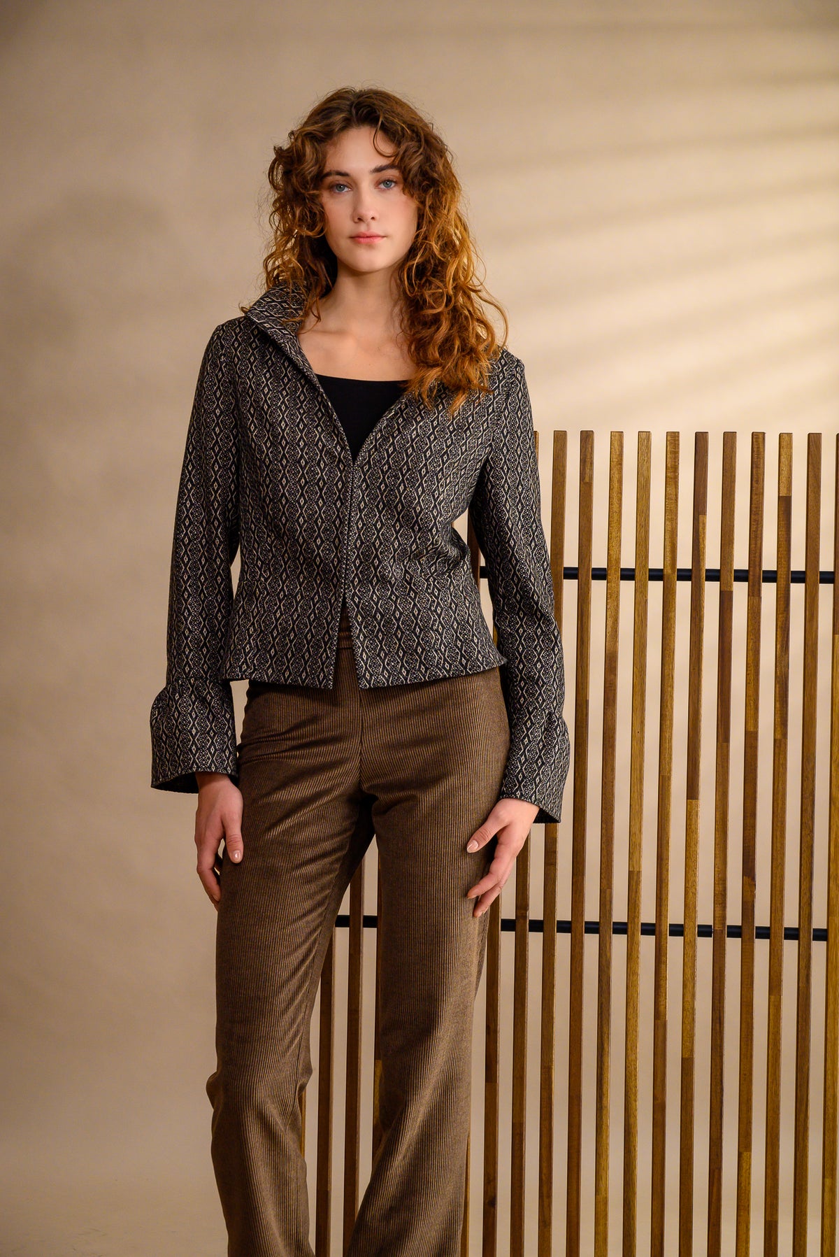 Pantalon velours cachemire brun