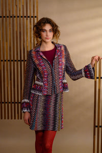 Veston laine multicolore effet dentelle