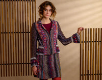 Veston laine multicolore effet dentelle
