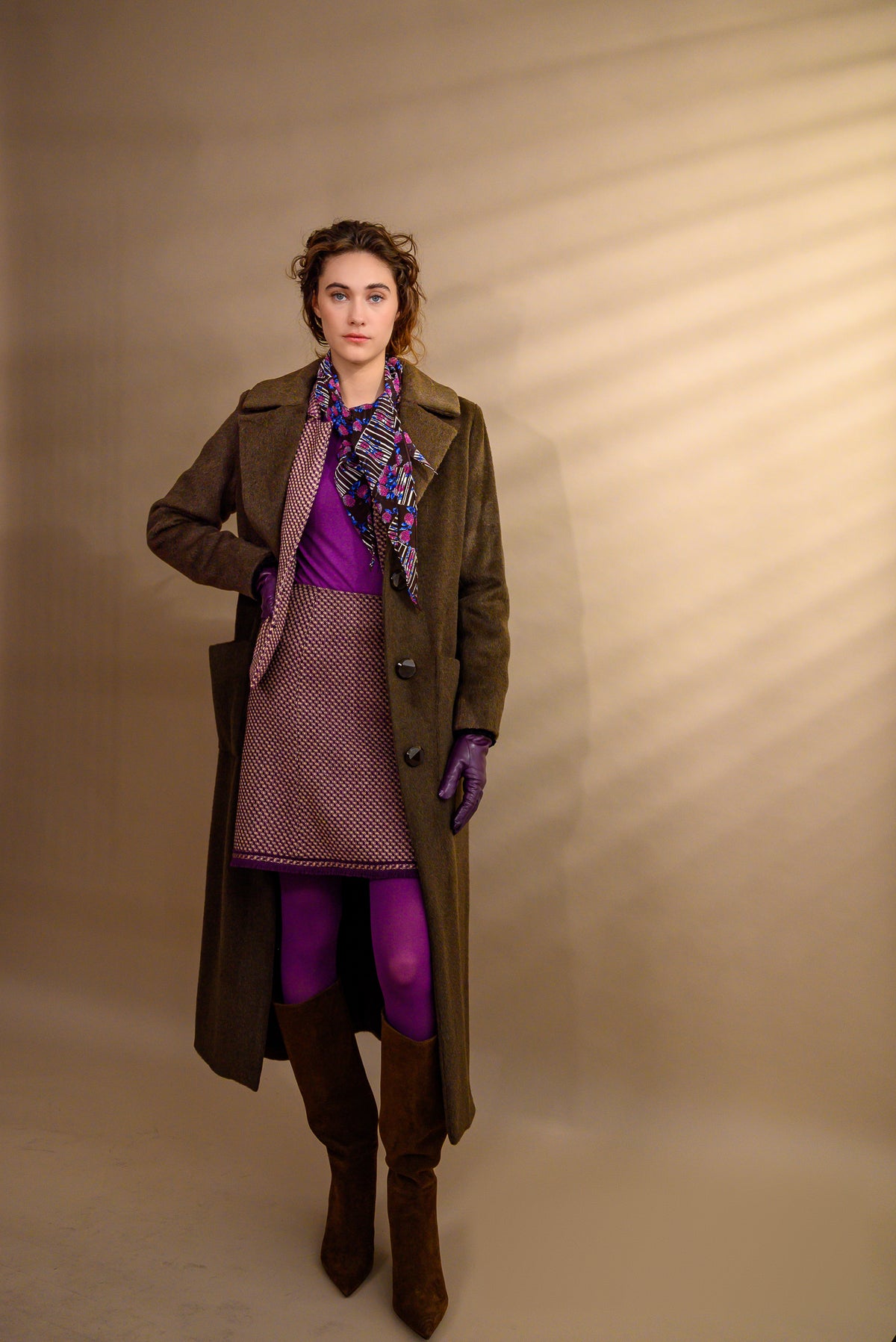 Manteau long alpaga chocolat