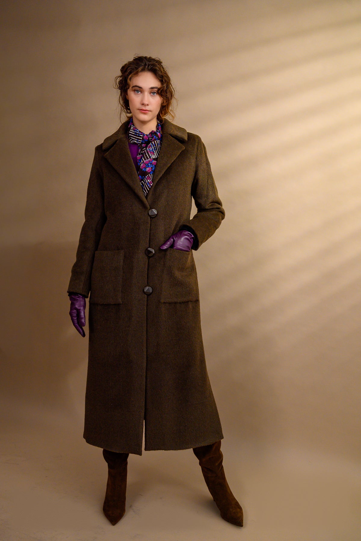 Manteau long alpaga chocolat