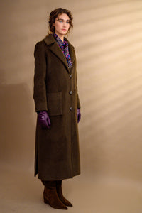 Manteau long alpaga chocolat