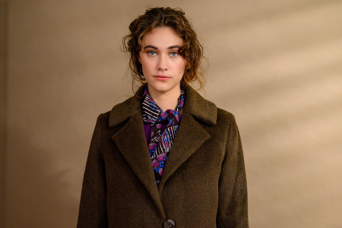 Manteau long alpaga chocolat