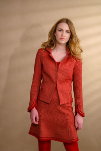 Jupe tweed rouge & beige