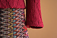 Jupe laine multicolore effet dentelle