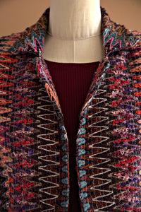 Veston laine multicolore effet dentelle