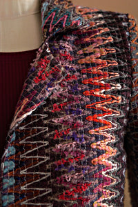 Veston laine multicolore effet dentelle