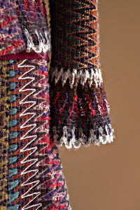 Veston laine multicolore effet dentelle