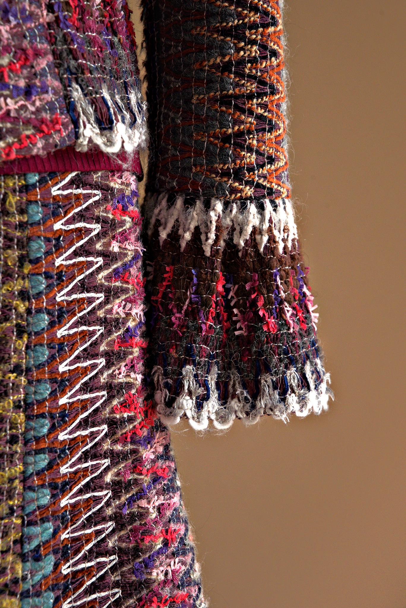 Veston laine multicolore effet dentelle