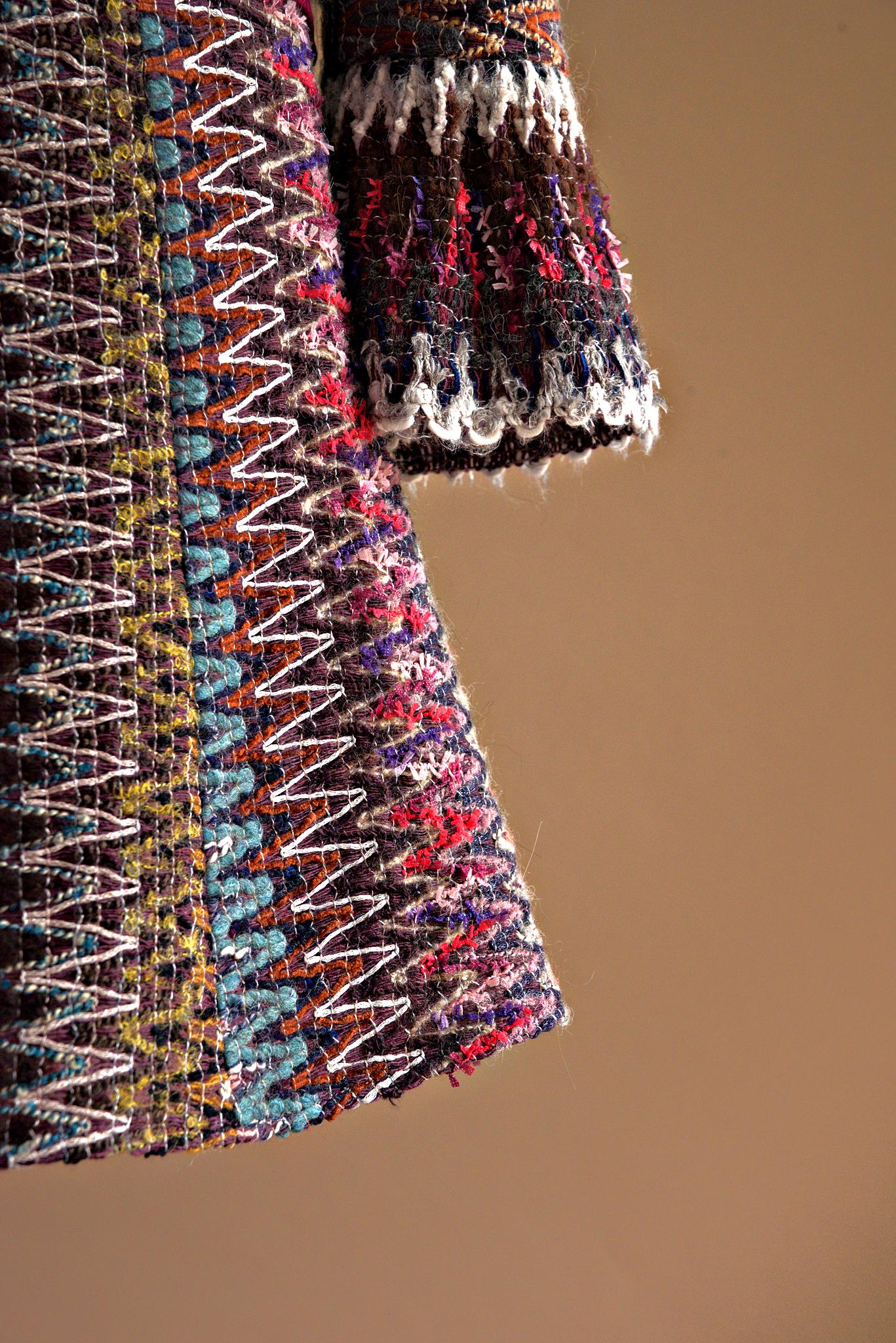 Jupe laine multicolore effet dentelle
