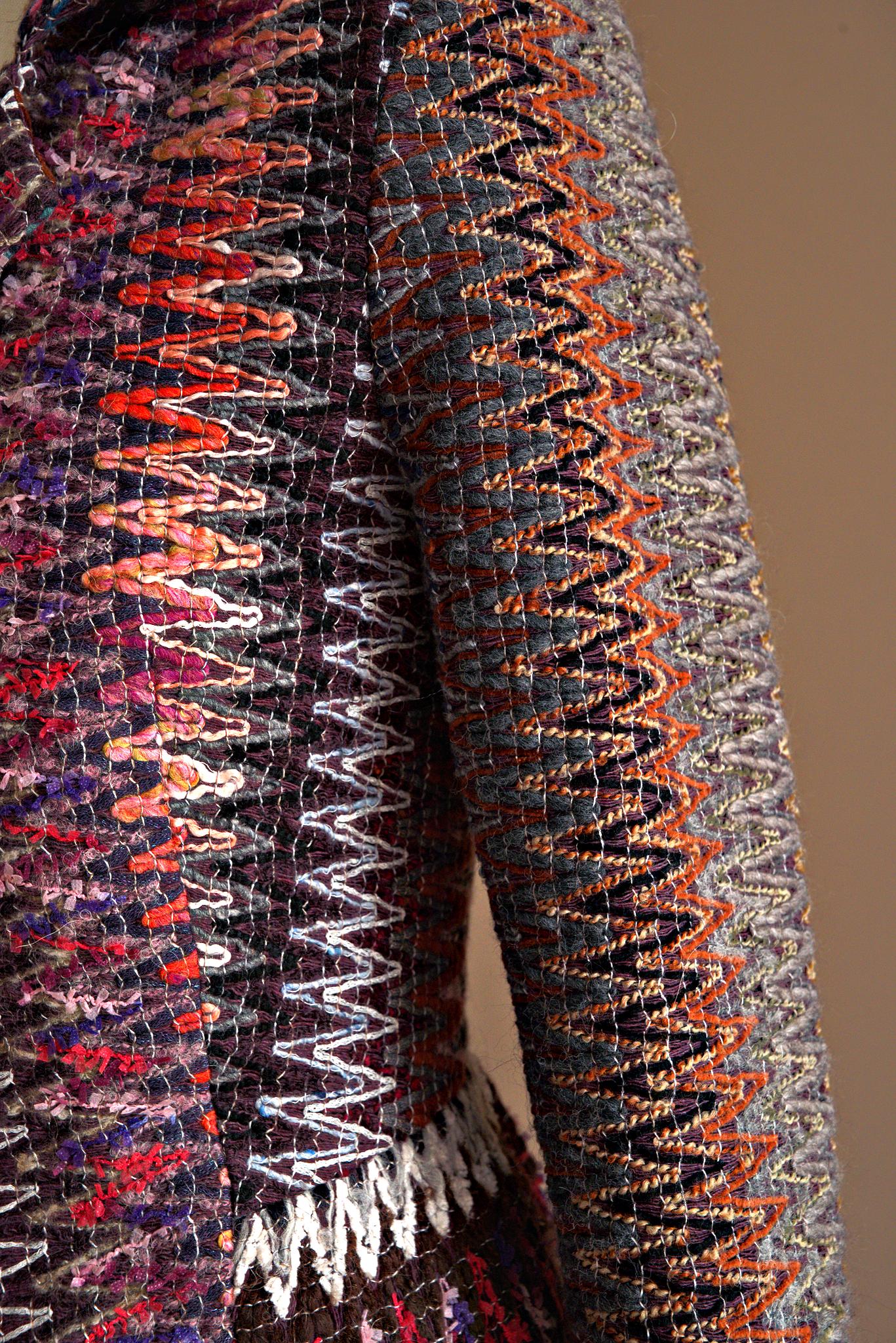Veston laine multicolore effet dentelle