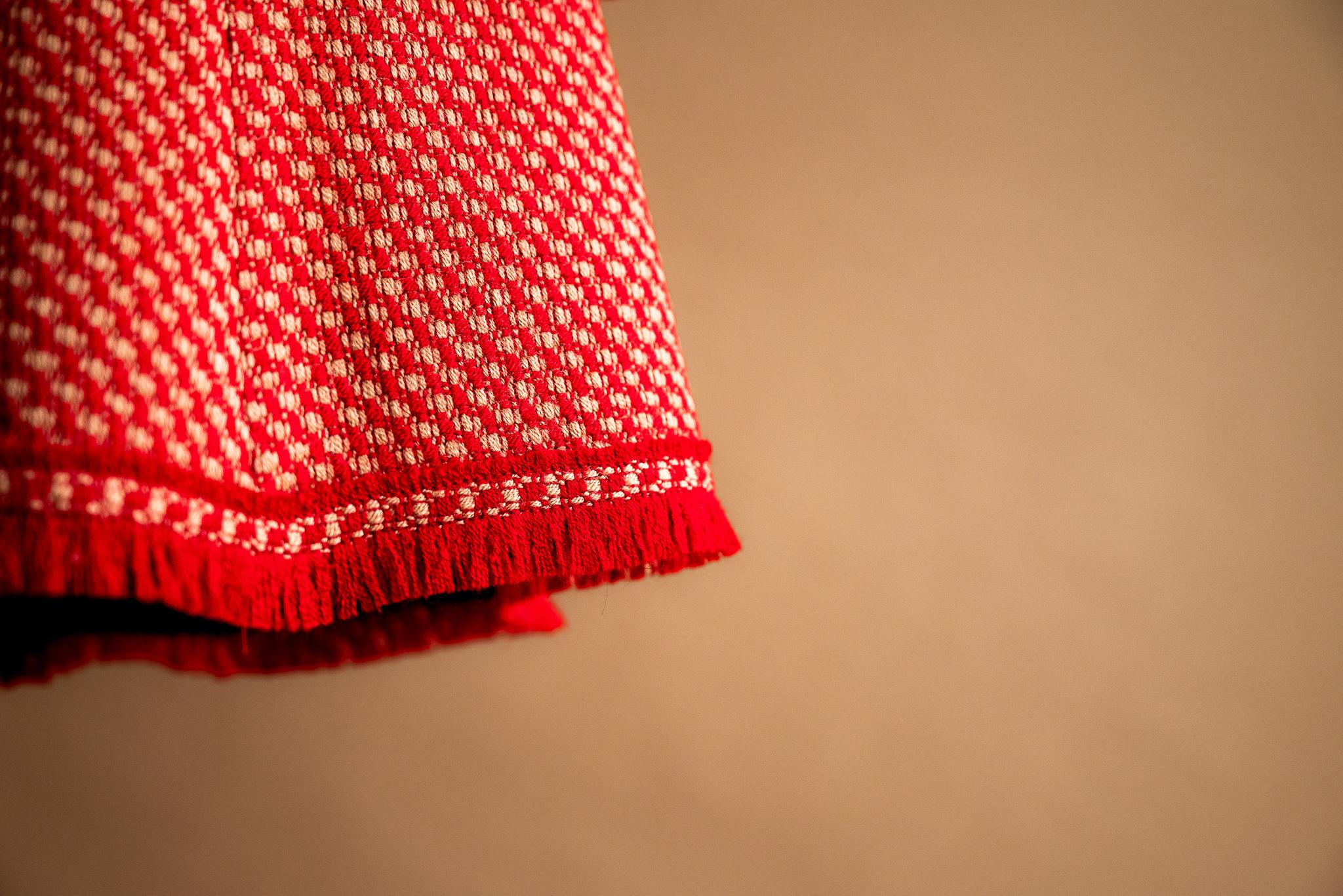 Jupe tweed rouge & beige
