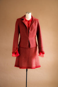 Veston tweed rouge & beige