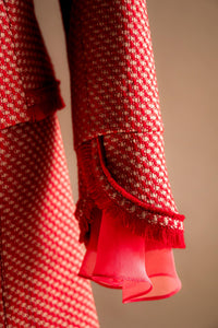 Veston tweed rouge & beige