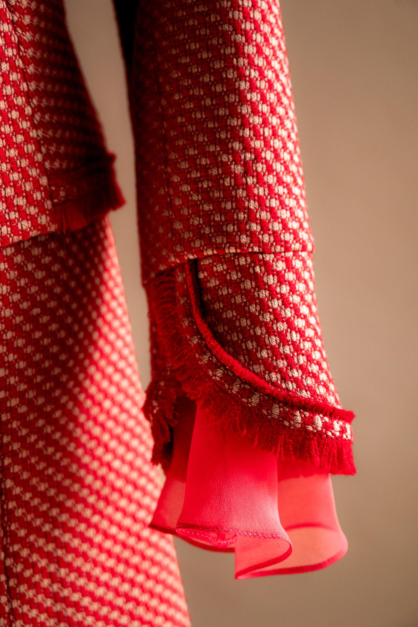 Veston tweed rouge & beige
