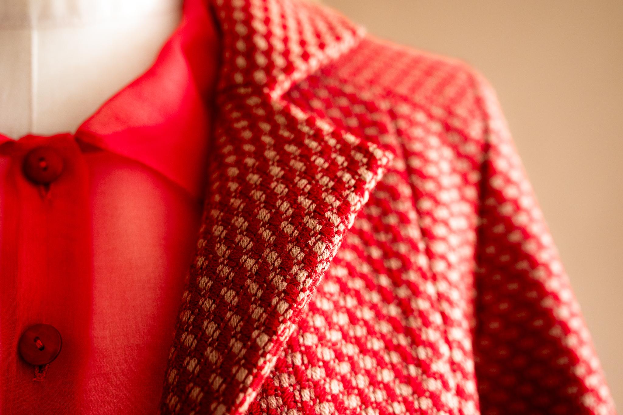 Veston tweed rouge & beige