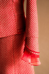 Veston tweed rouge & beige