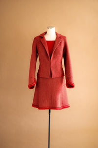 Veston tweed rouge & beige