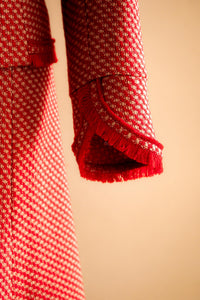 Veston tweed rouge & beige