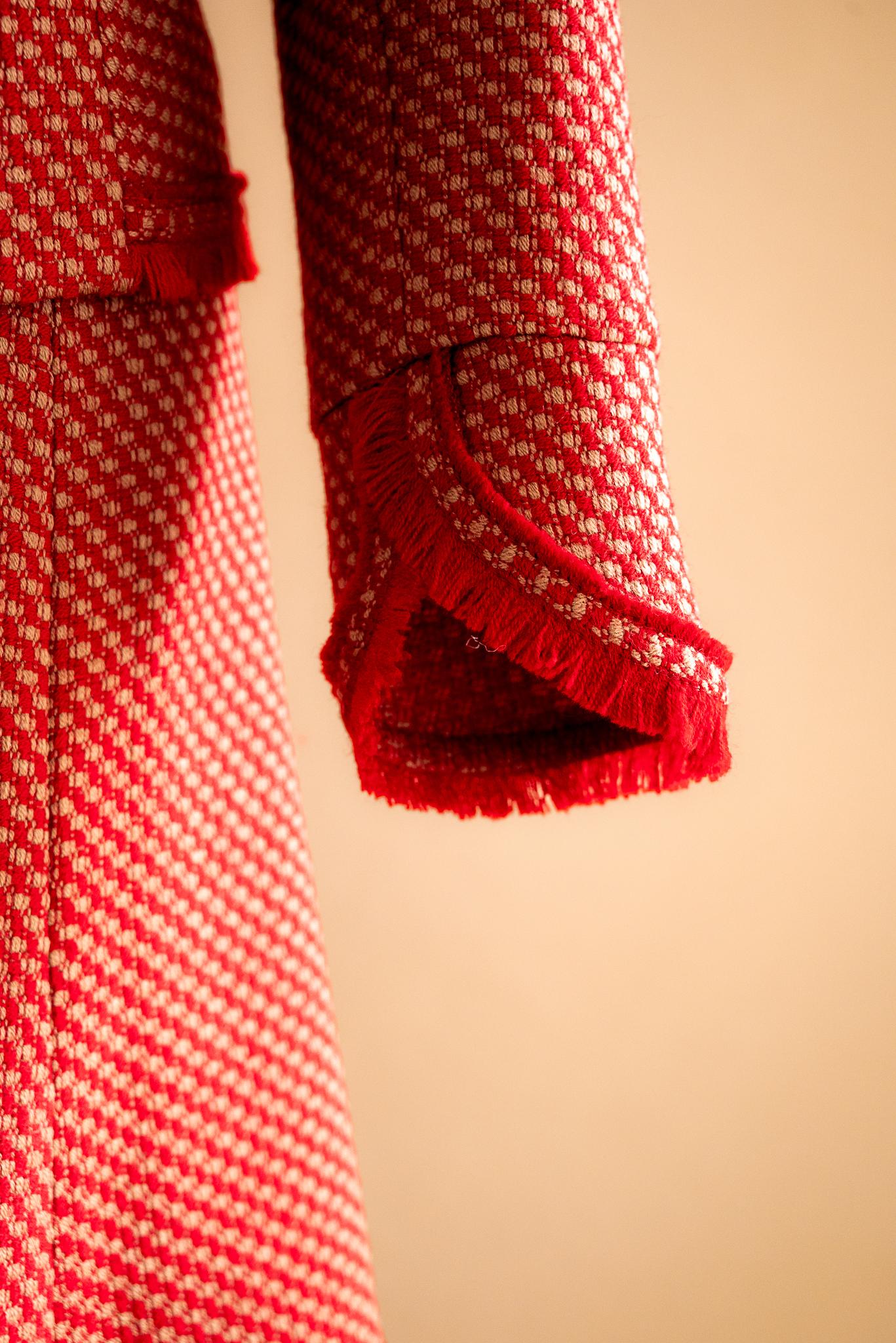 Veston tweed rouge & beige