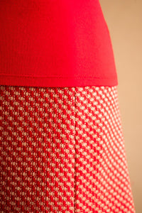 Jupe tweed rouge & beige