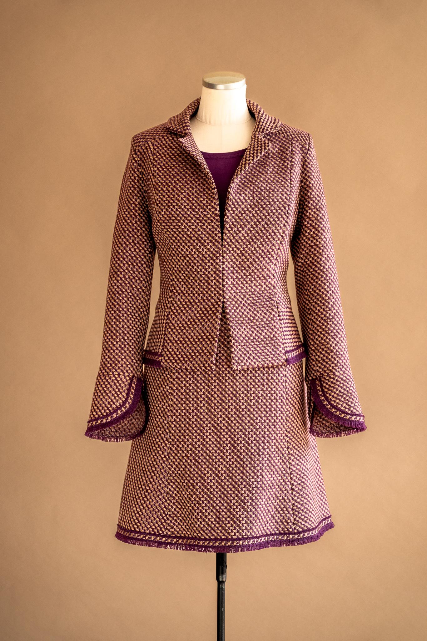 Jupe tweed prune & beige