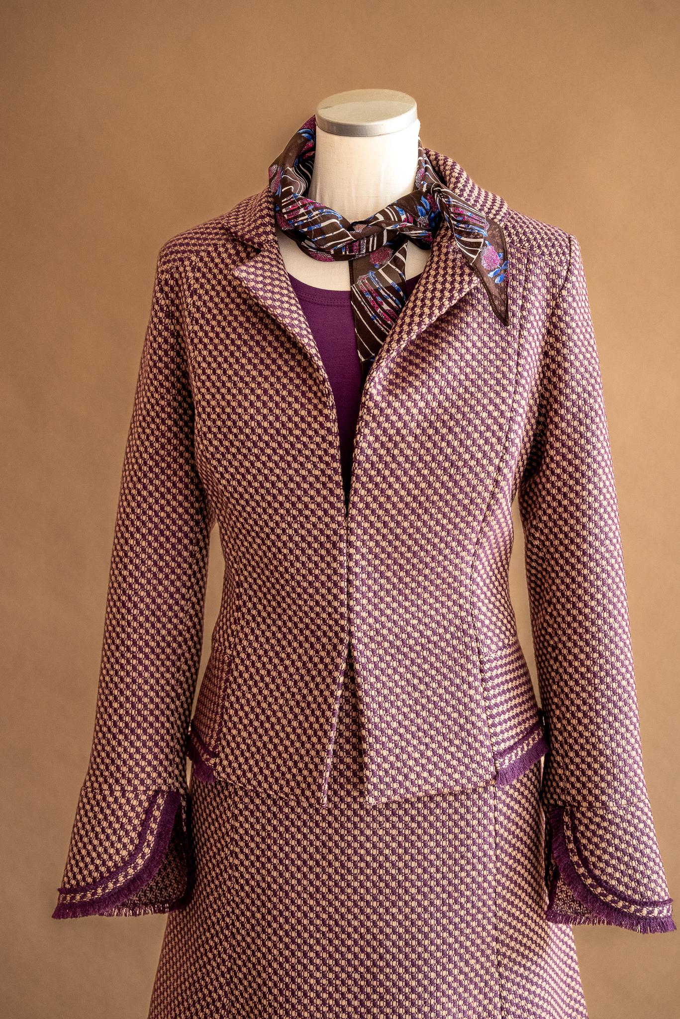 Veston tweed prune & beige